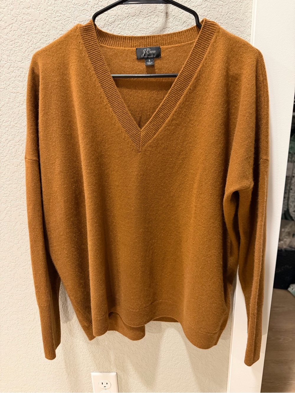 J. Crew 100% Cashmere Women's V-Neck Sweater in Rust